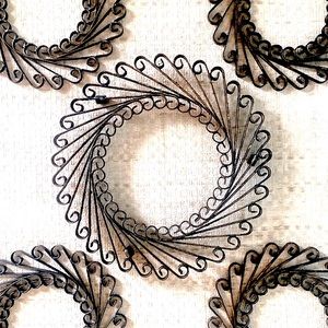 Vintage Wrought Iron Plant Trivet Wall Decor Metal Scrollwork Medallion Primitiv